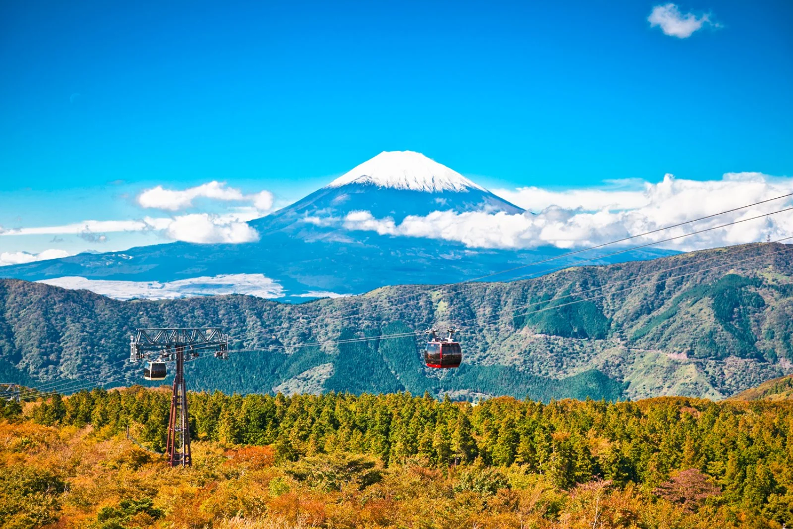 Sol Levante E Polinesia - Ropeway And View Of Mountain Fuji From Owakudani, Hakone, Japan